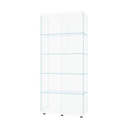 Beauty4U Glass Display Cabinet with 5 Shelves, White