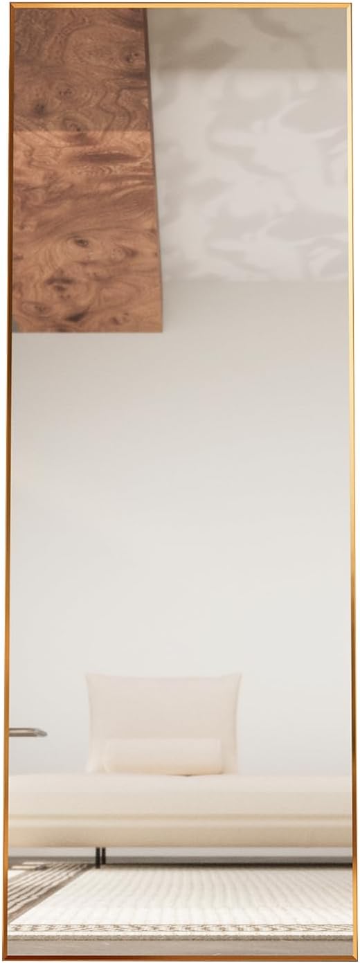 Beauty4U 65" x 24" Beveled Edge Full Length Floor Mirror, Gold