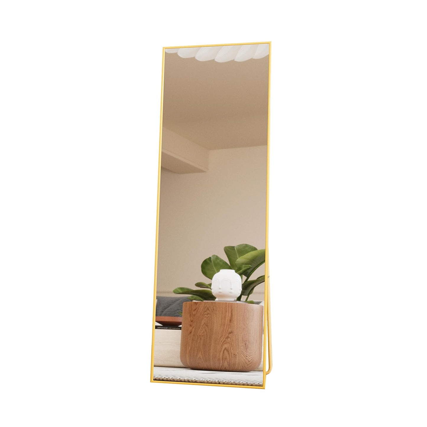 Beauty4U 59" x 16" Slimmed Frame Full Length Mirror with Stand, Gold