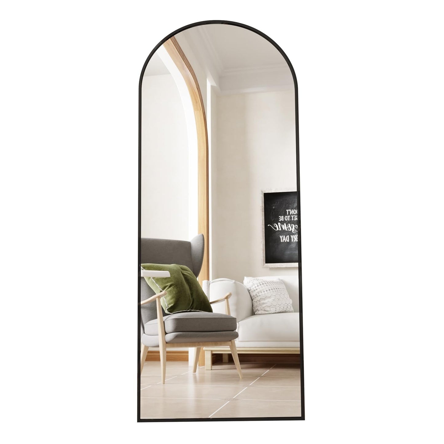 Beauty4U 65" x 24" Arched Full Length Mirror,Black