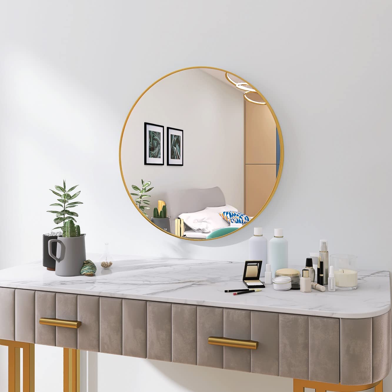 Beauty4U 28" Wall Circle Mirror,Royal Gold