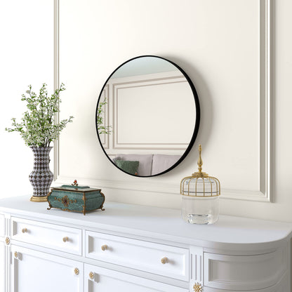 Beauty4U 16" Wall Circle Mirror,Black