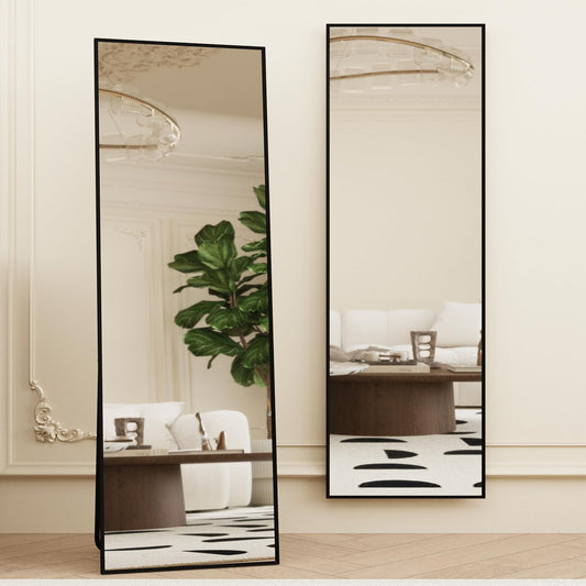 Beauty4U 59" x 16" Beveled Edge Full Length Floor Mirror,Black