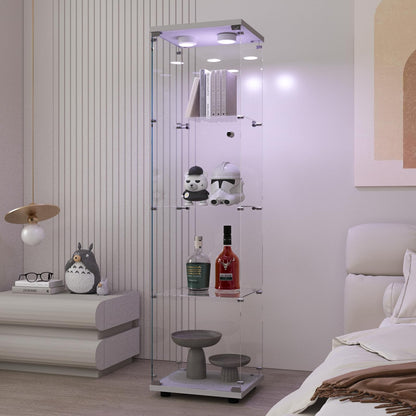 Beauty4U 4 Shelves Curio Cabinets with LED Light White