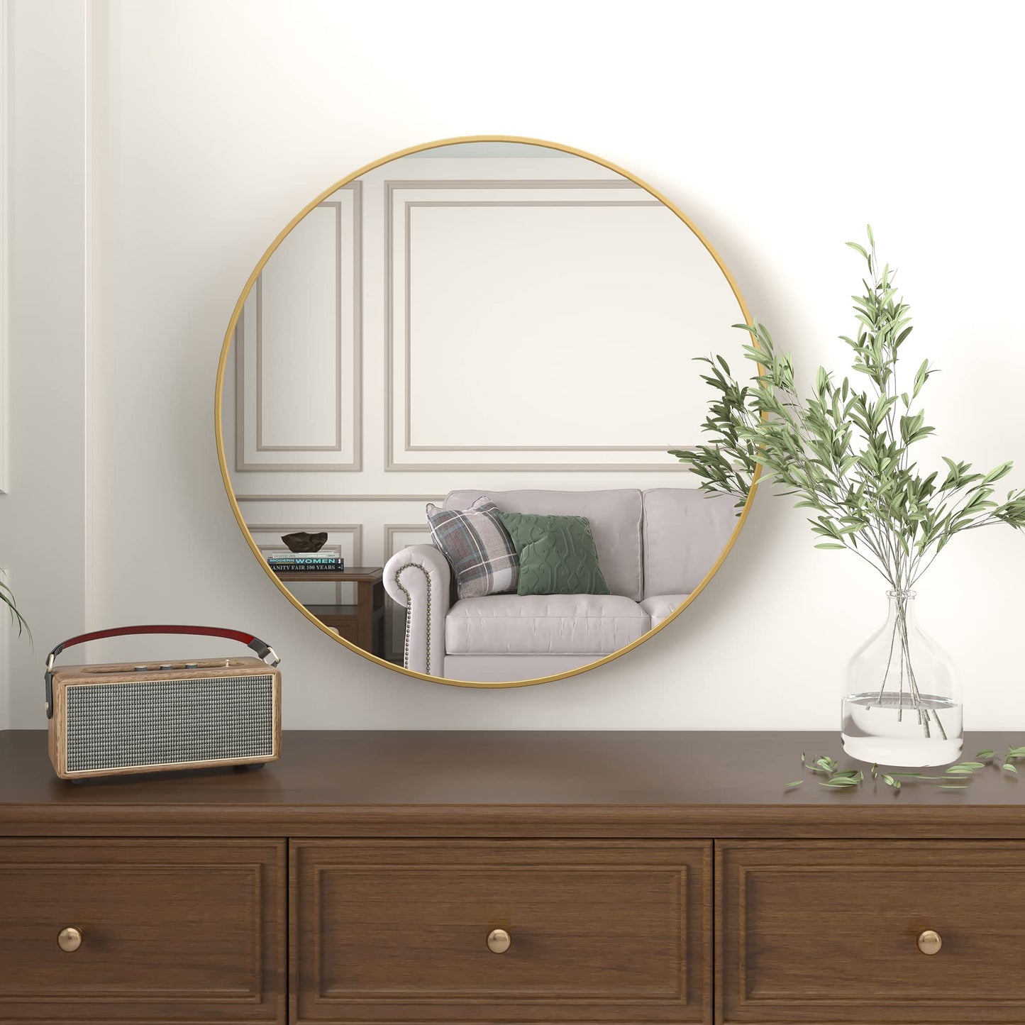 Beauty4U 28" Wall Circle Mirror,Gold