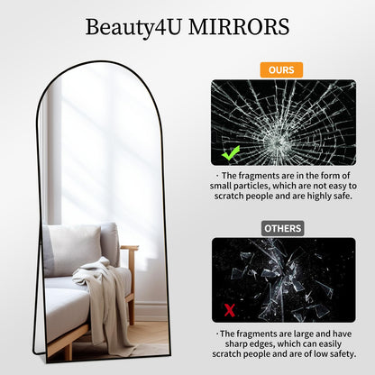 Beauty4U 65" x 24" Arched Full Length Mirror,Black