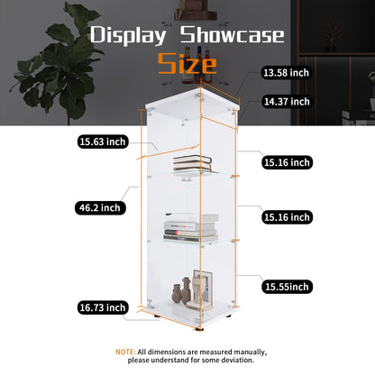 Beauty4U Glass Display Cabinet with 3 Shelves, White