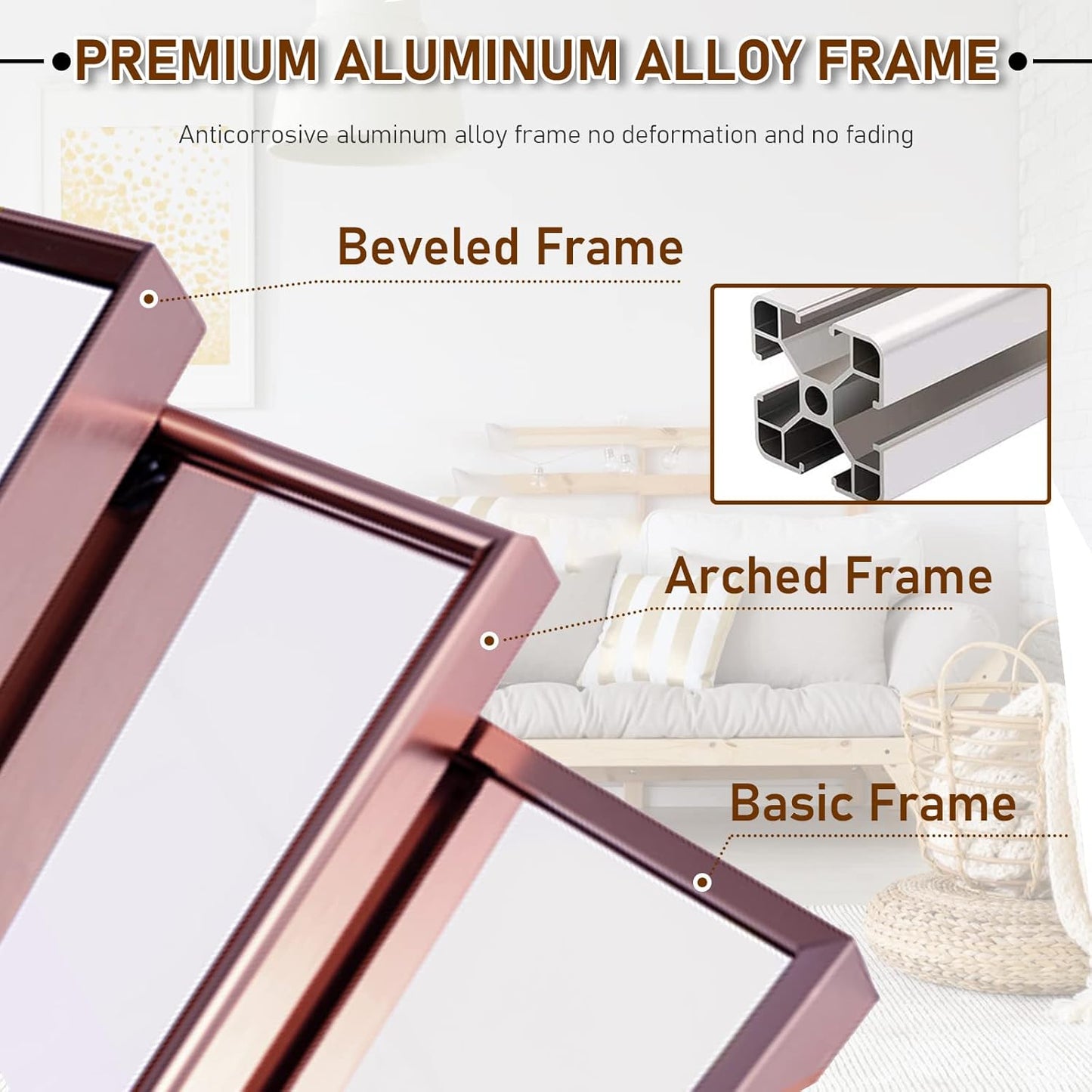 Beauty4U 67" x 26" Full Length Mirror, Rose Gold