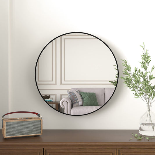 Beauty4U 16" Wall Circle Mirror,Black