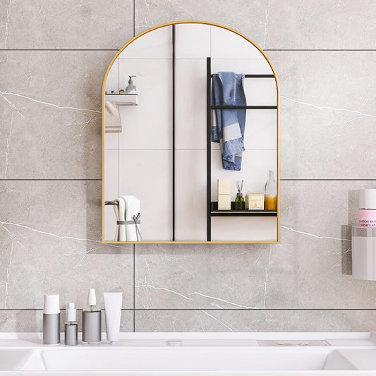 Beauty4U 16"x20" Arched Bathroom Mirror,Gold