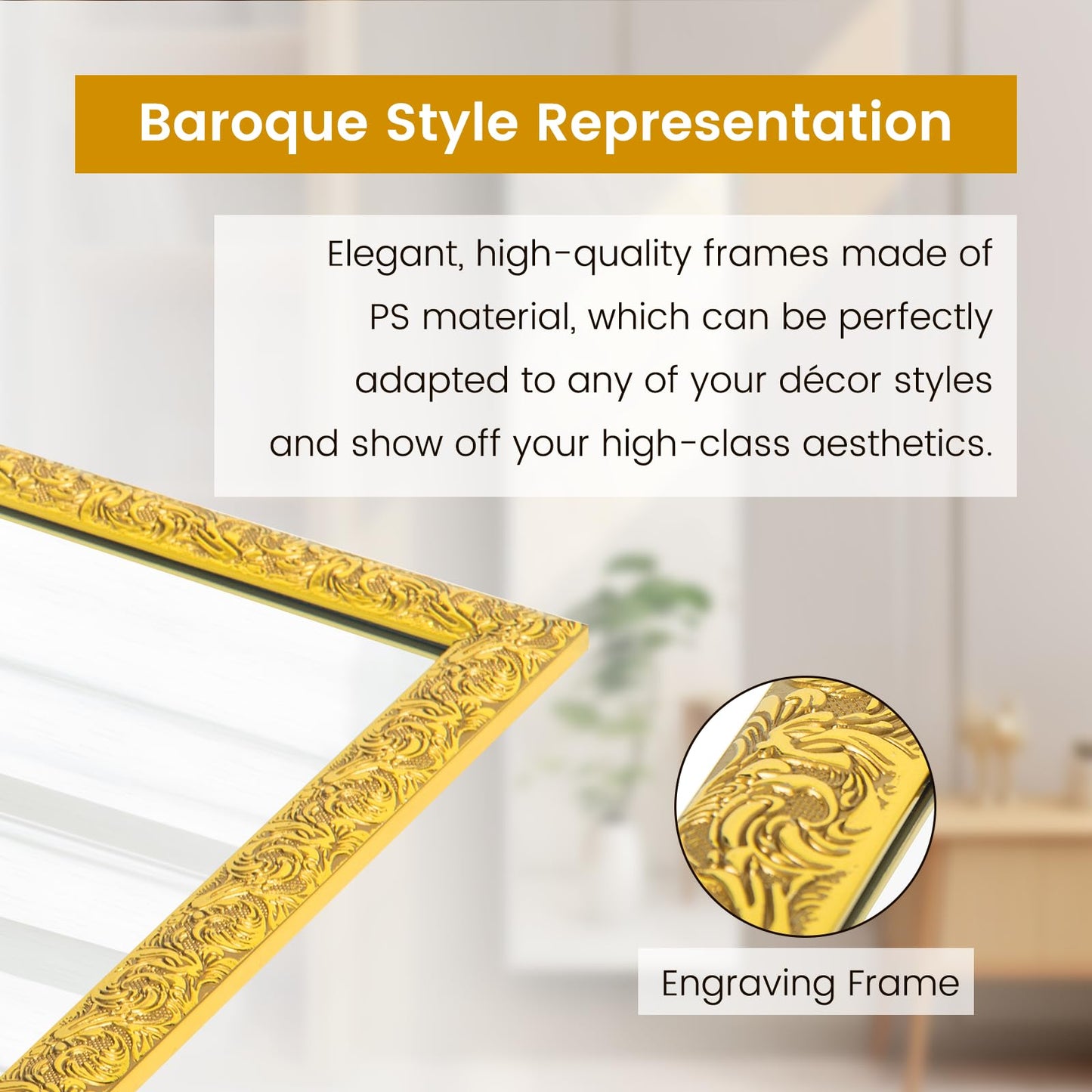 Beauty4U  50"x 14" Wall Mirror,Gold