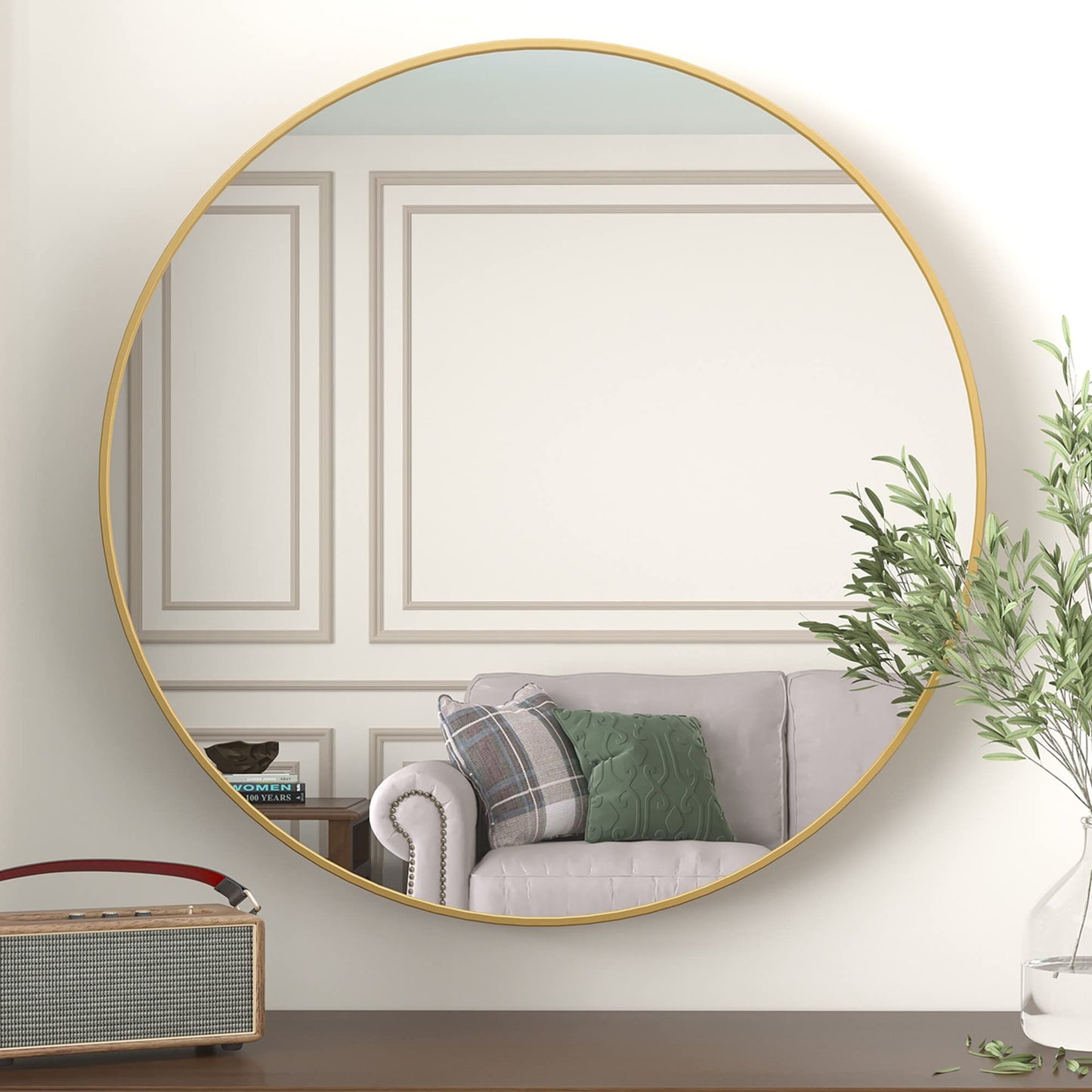 Beauty4U 28" Wall Circle Mirror,Gold